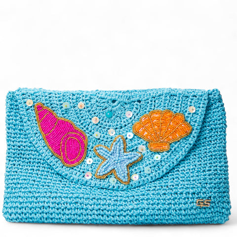 Women Turquoise Wicker BeachBag #2946