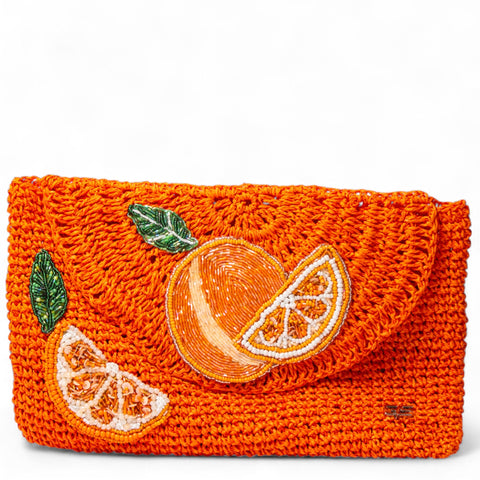 Women Orange Wicker BeachBag #2947