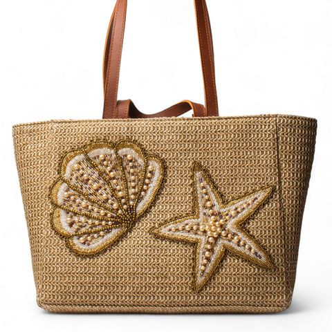 Women Beige Wicker BeachBag #2949