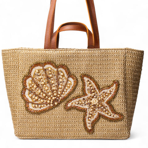 Women Beige Wicker BeachBag #2950