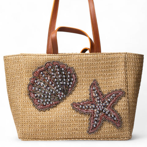 Women Beige Wicker BeachBag #2953