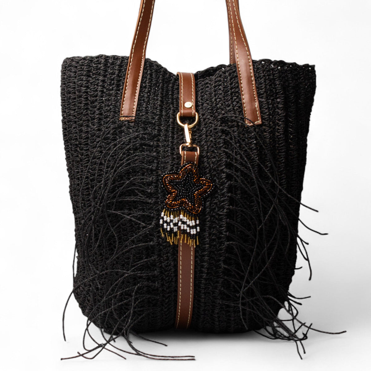 Women Black Wicker BeachBag #2967
