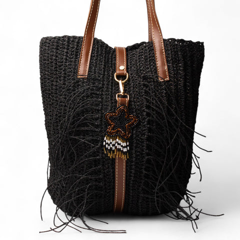 Women Black Wicker BeachBag #2967