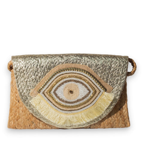 EuropeonUnion Women Gold Wicker Bag #3307