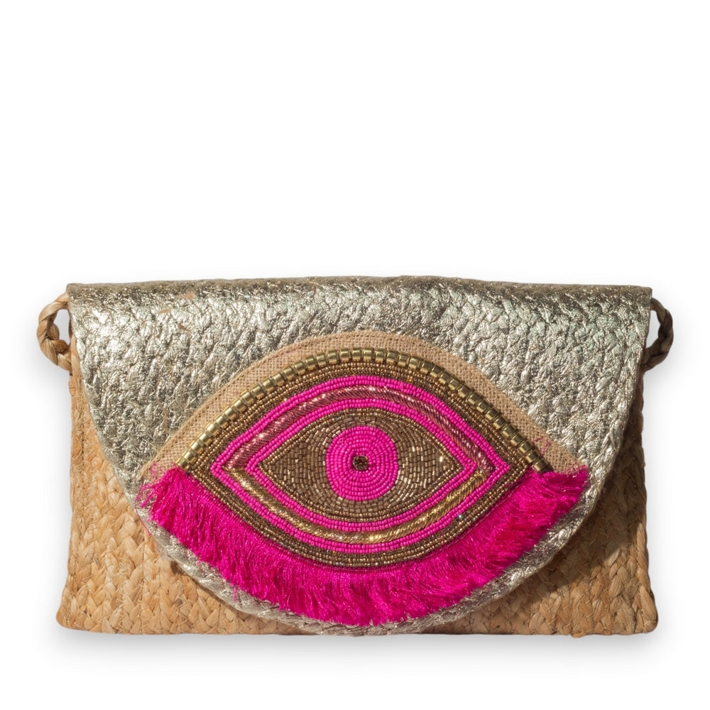 EuropeonUnion Women Fuchia Wicker Bag #3310