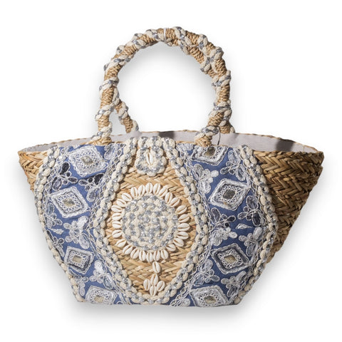 EuropeonUnion Women Blue Wicker Bag #3325
