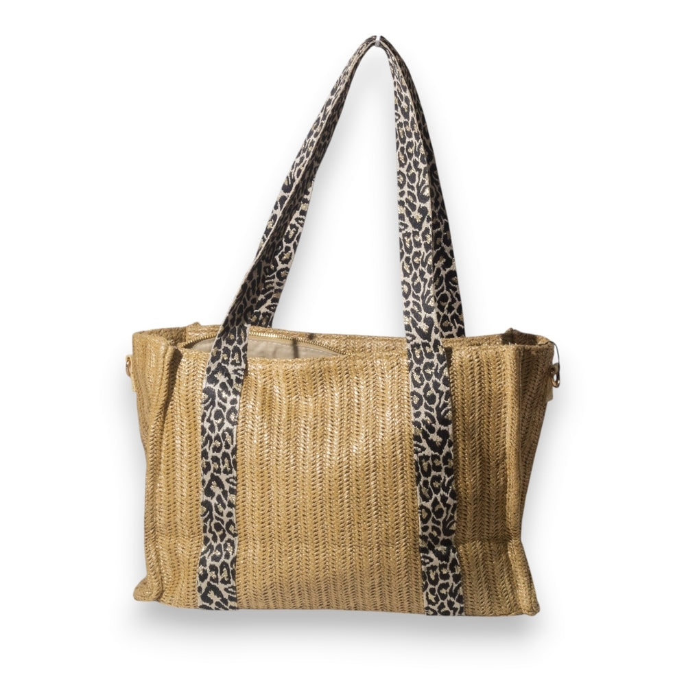 EuropeonUnion Women Leopard Wicker Bag #3342