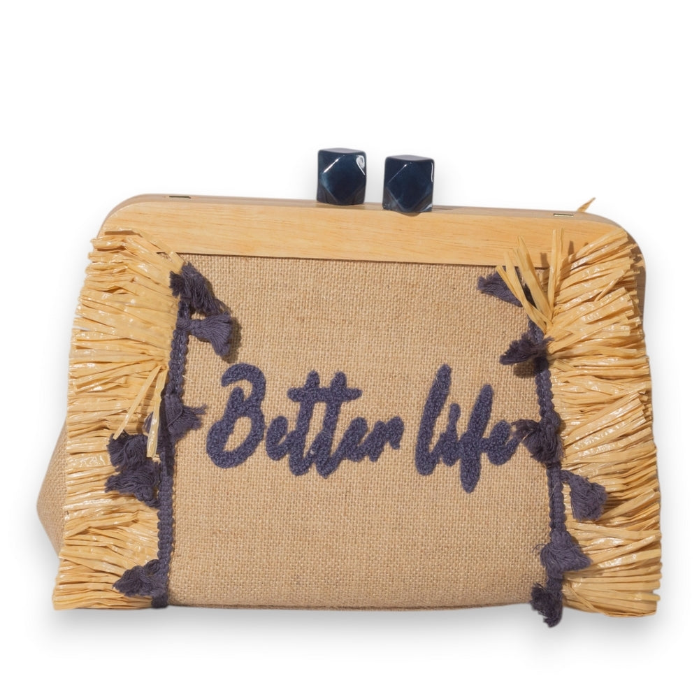 EuropeonUnion Women Blue Wicker Bag #3403