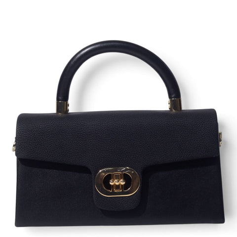 European Union Women Black Leather Hand Bag #3559