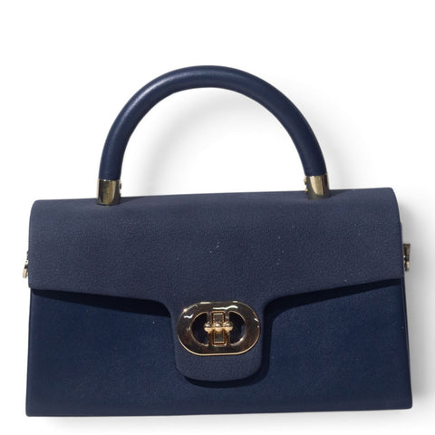 European Union Women Navy Leather Hand Bag #3562
