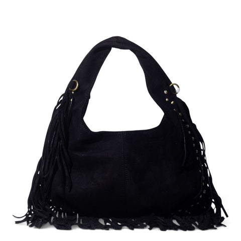 European Union Women Black Chamois Hand Bag #3566