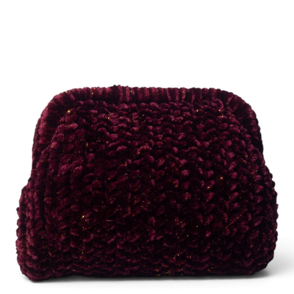 European Union Women Maroon Velvet Hand Bag #3569