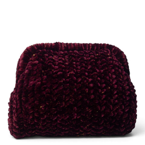 European Union Women Maroon Velvet Hand Bag #3569