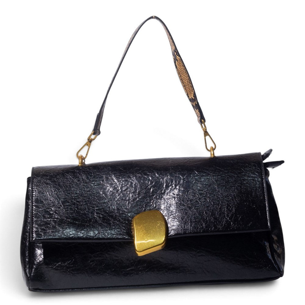 European Union Women Black Leather Hand Bag #3581
