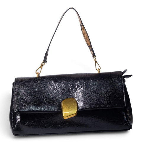 European Union Women Black Leather Hand Bag #3581