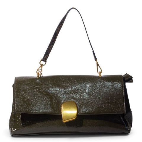 European Union Women Kaki Leather Hand Bag #3582