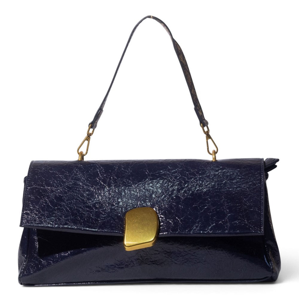 European Union Women Navy Leather Hand Bag #3584