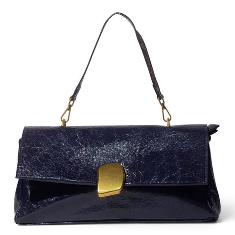 European Union Women Navy Leather Hand Bag #3584