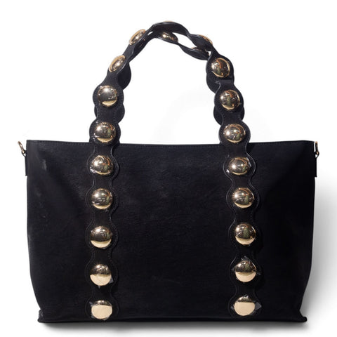 European Union Women Black Leather Hand Bag #3595