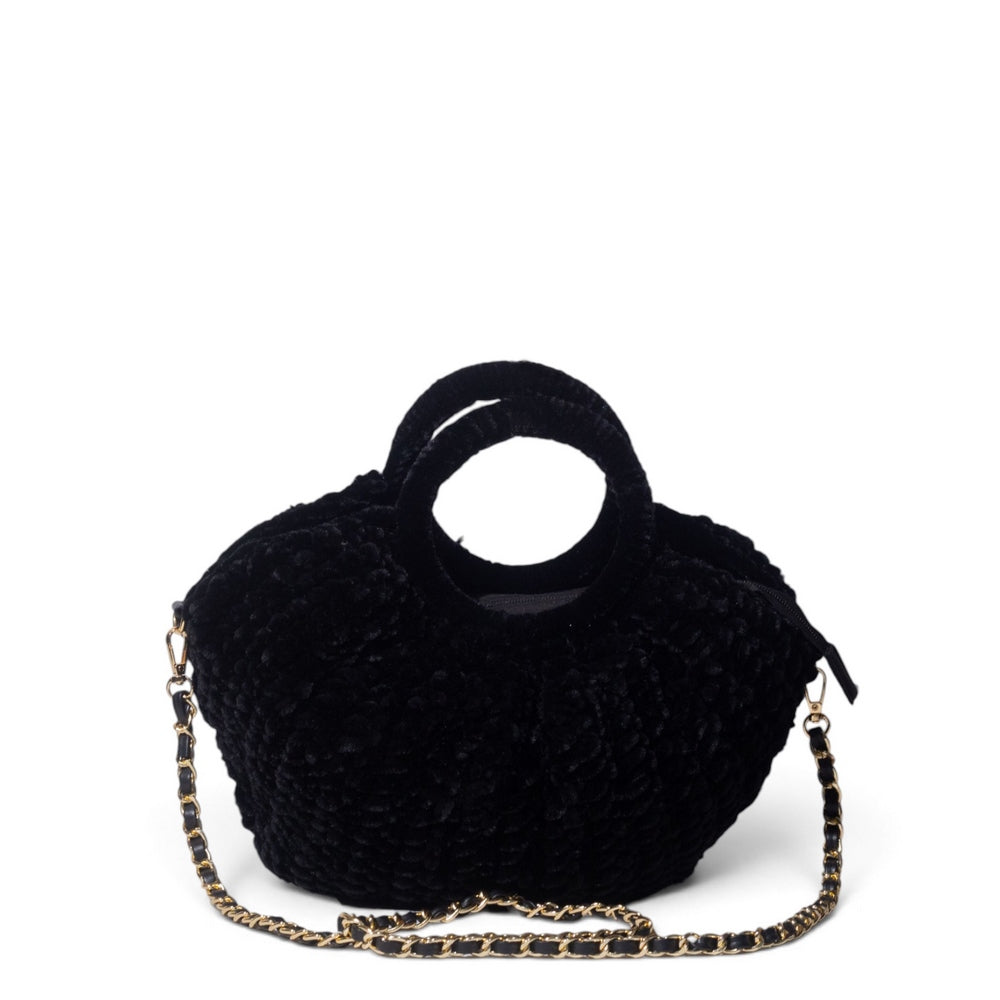 European Union Women Black Velvet Hand Bag #3596