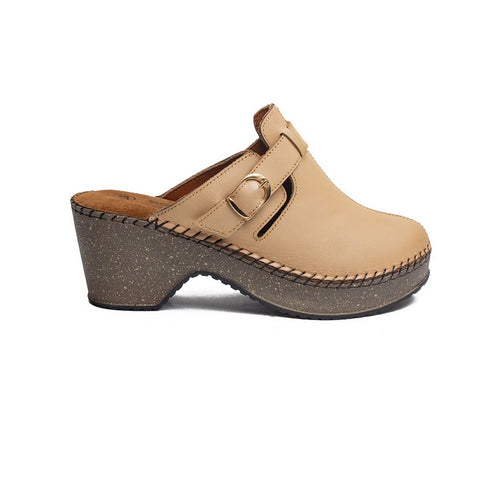 Turkish Women Beige Leather Wedges #1815