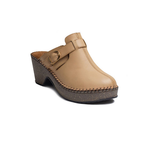 Turkish Women Beige Leather Wedges #1815