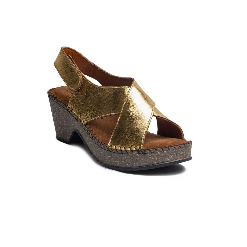 Turkish Women Gold Leather Sandal #1820