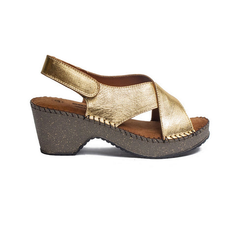 Turkish Women Gold Leather Sandal #1820