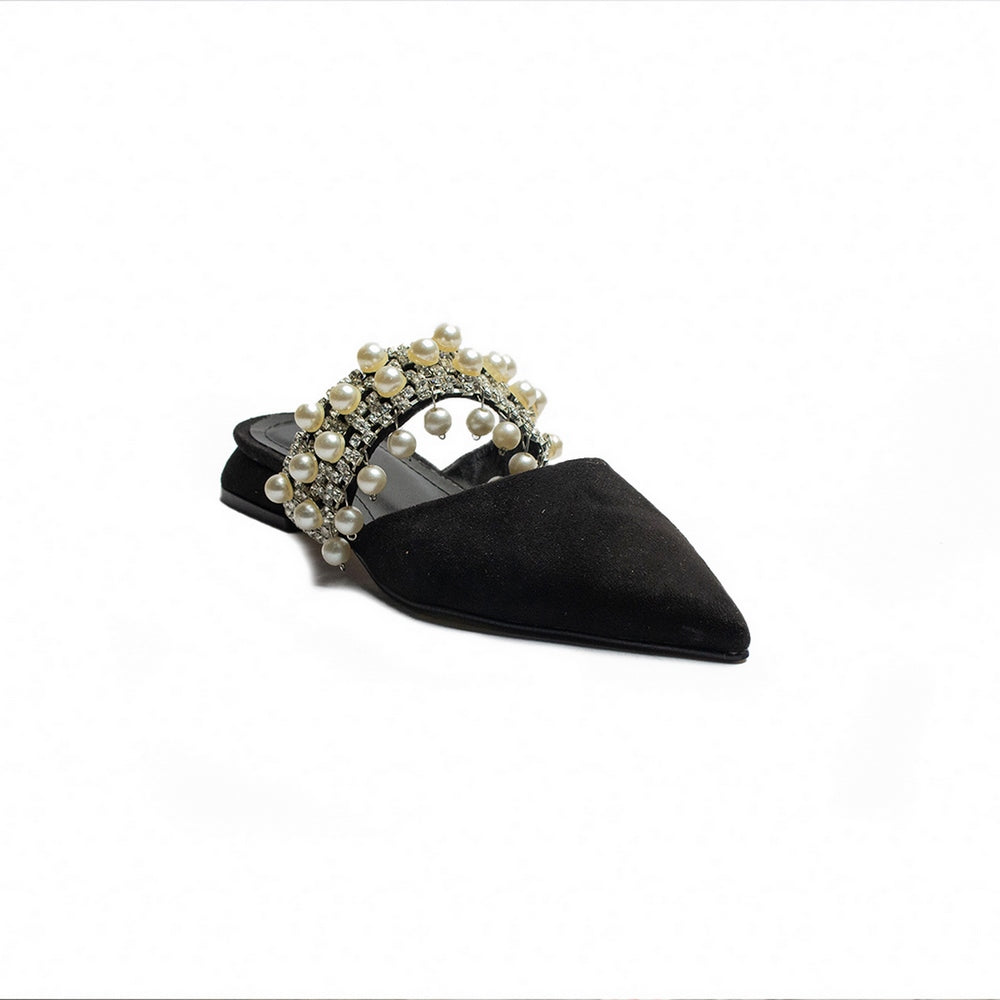 Turkish Women Black Chamois Mules #2077