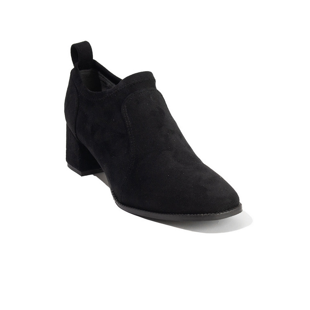 Women Black Leather*Chamois Shoe #2607