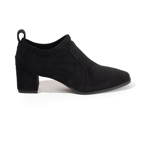 Women Black Leather*Chamois Shoe #2607