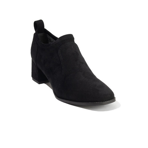 Women Black Leather*Chamois Shoe #2607