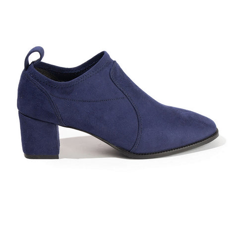 Women Navy Chamois Heels #2608