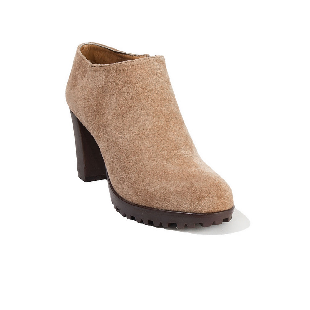 Women Beige Chamois Heels #2627