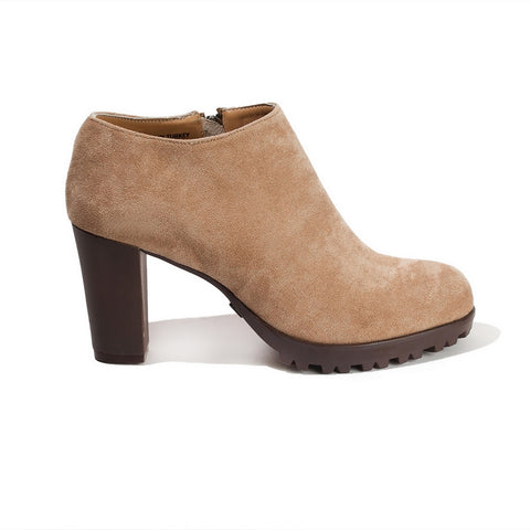 Women Beige Chamois Heels #2627