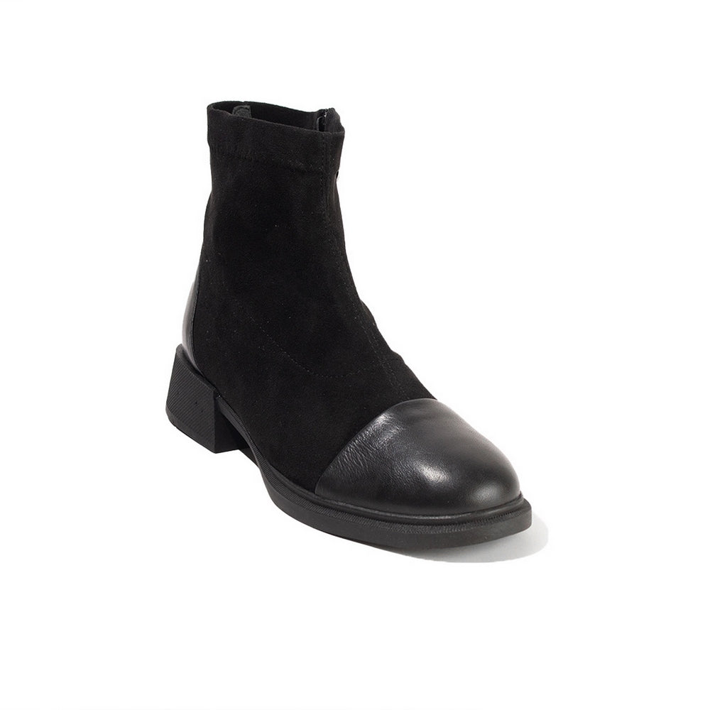 Women Black Leather*Chamois Hal fBoot #2671