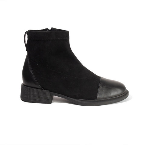 Women Black Leather*Chamois Hal fBoot #2671