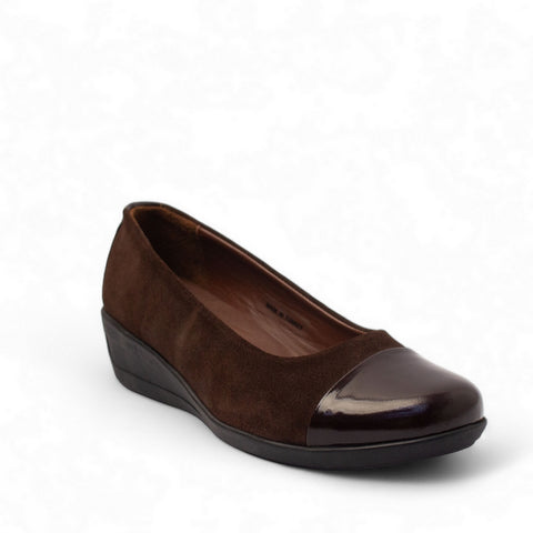 Women Brown Leather*Chamois Shoe #2696