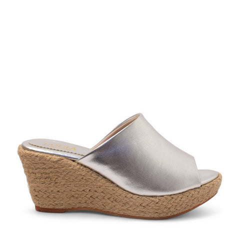 Women Silver Leather Wedges #2715