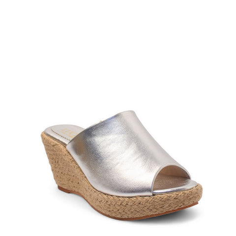 Women Silver Leather Wedges #2715