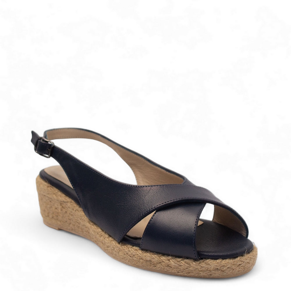 Women Navy Leather Sandal #2727
