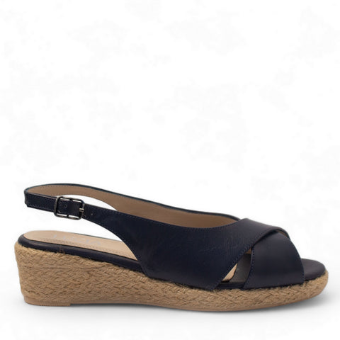 Women Navy Leather Sandal #2727