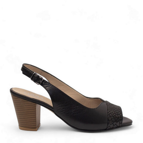 Women Black Leather Sandal #2758