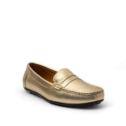 Women Gold Leather Espadrilles #2812