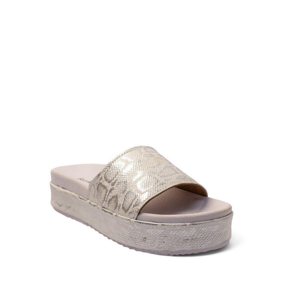 Women Silver Leather Slipper #2848