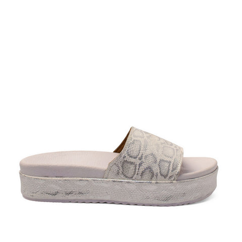Women Silver Leather Slipper #2848