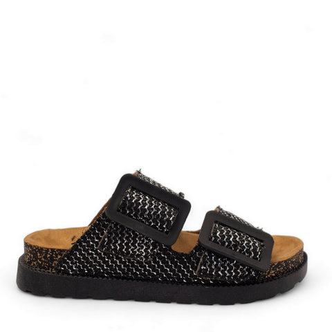 Women Black Khesh Slipper #2851