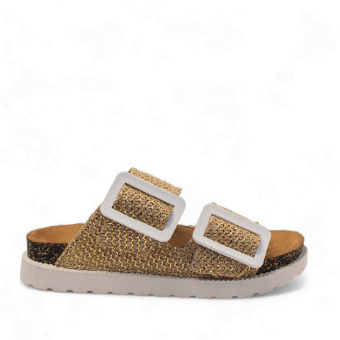 Women Gold Khesh Slipper #2852