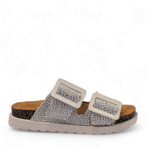 Women Silver Khesh Slipper #2853
