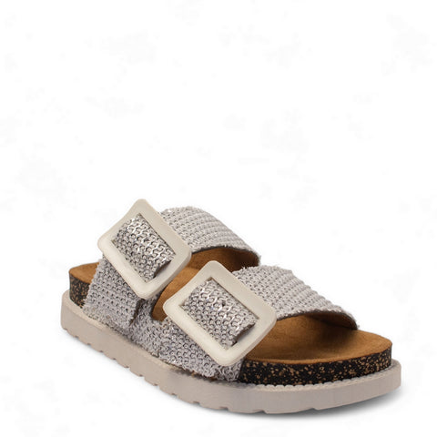 Women Silver Khesh Slipper #2853
